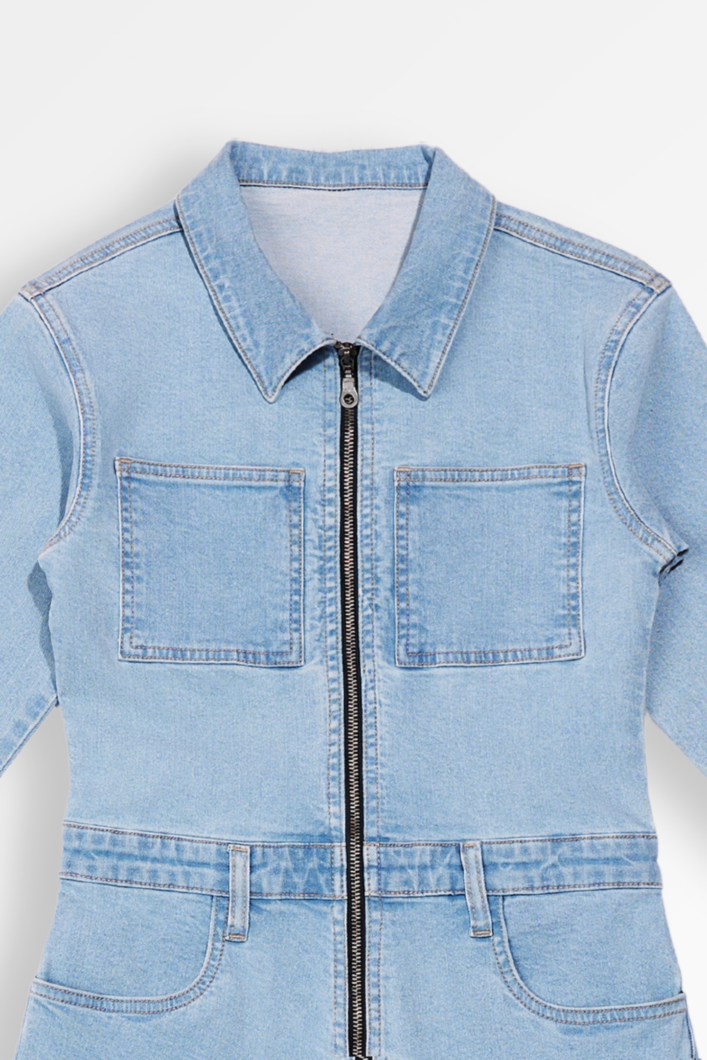 Women's Light Blue Denim Jumpsuit | Leaf Clothing
