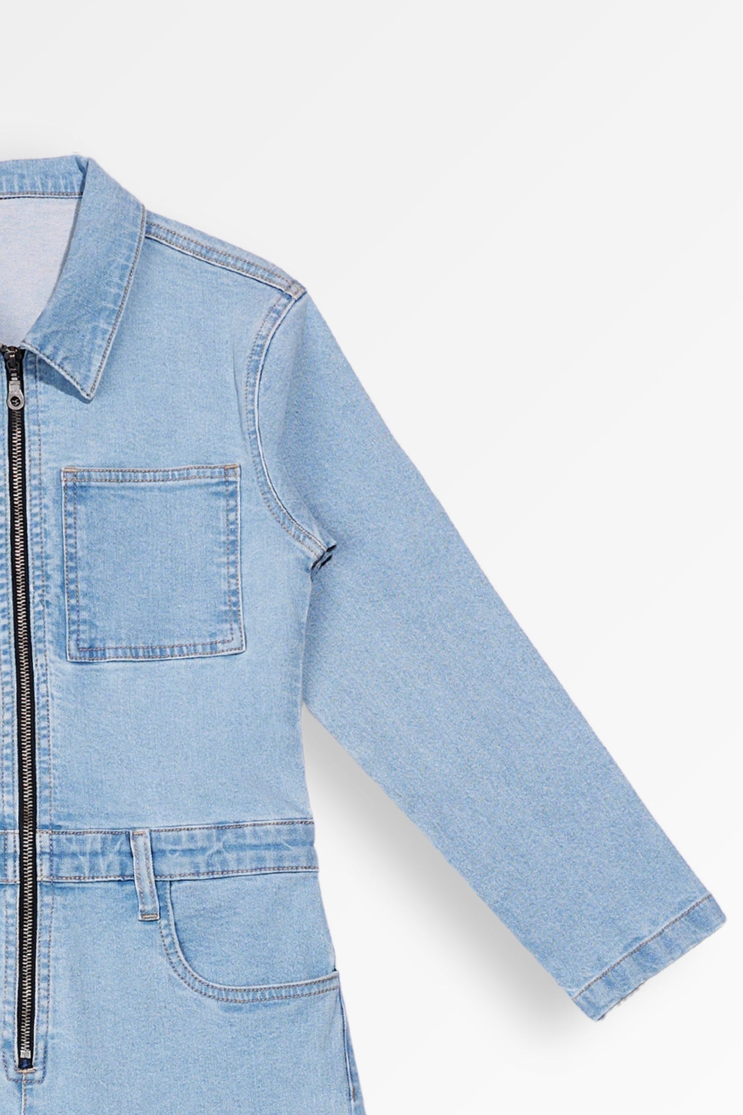 Women's Light Blue Denim Jumpsuit | Leaf Clothing