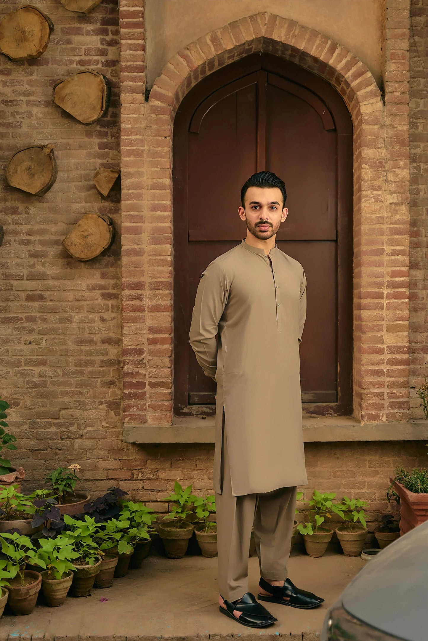 Premium Quality Light Ash Wash and Wear Shalwar Kameez by Leaf Clothing