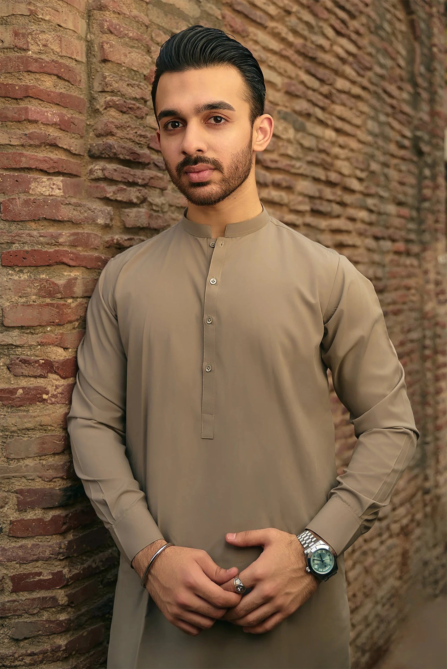 Premium Quality Light Ash Wash and Wear Shalwar Kameez by Leaf Clothing