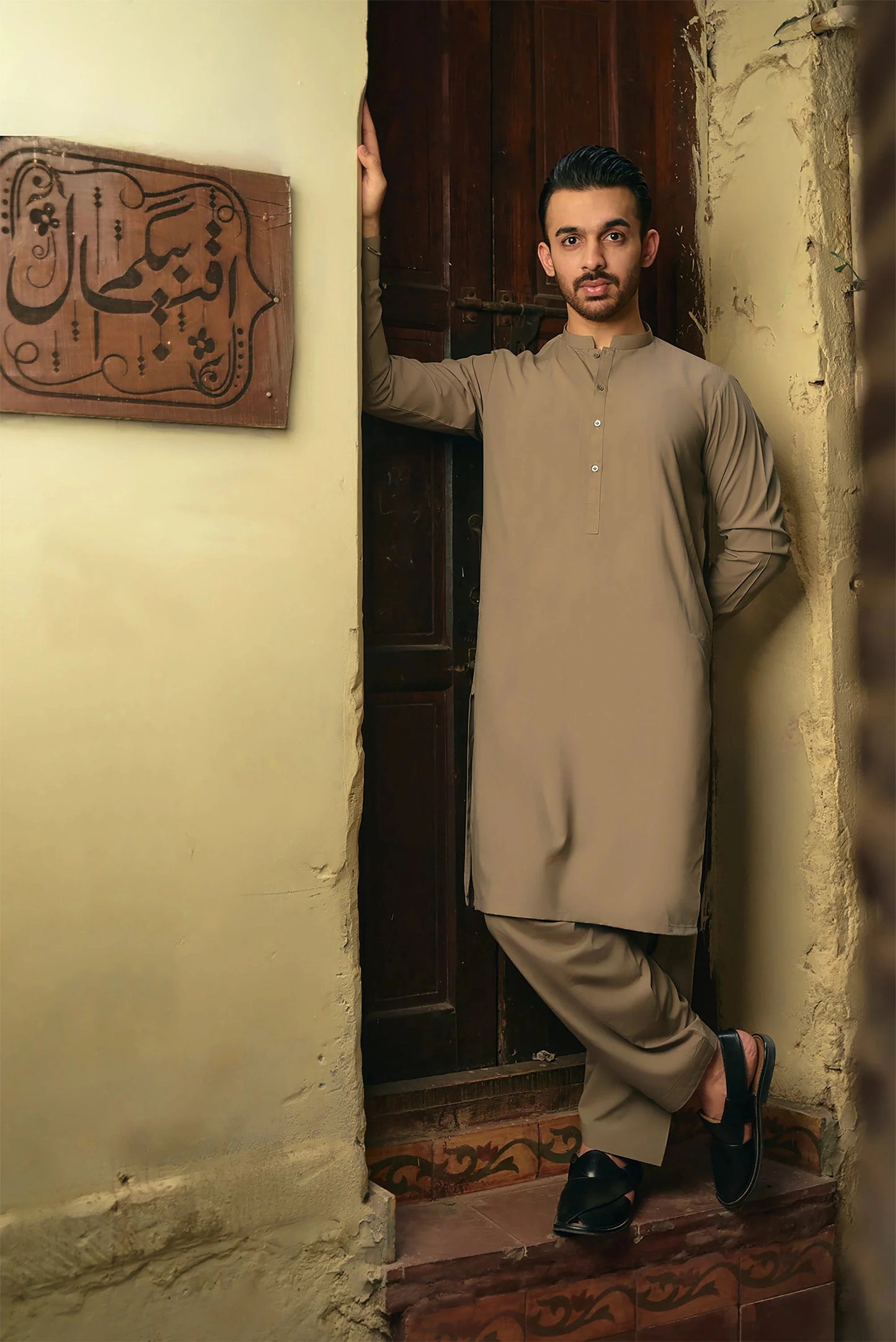 Premium Quality Light Ash Wash and Wear Shalwar Kameez by Leaf Clothing