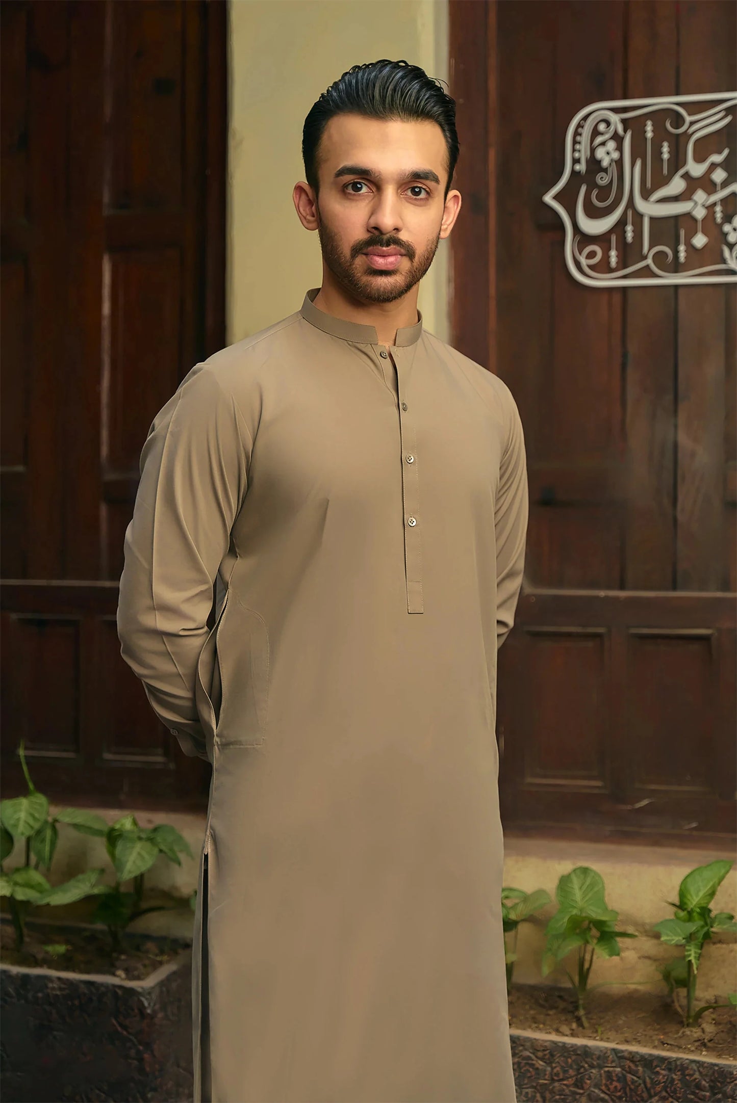 Premium Quality Light Ash Wash and Wear Shalwar Kameez by Leaf Clothing
