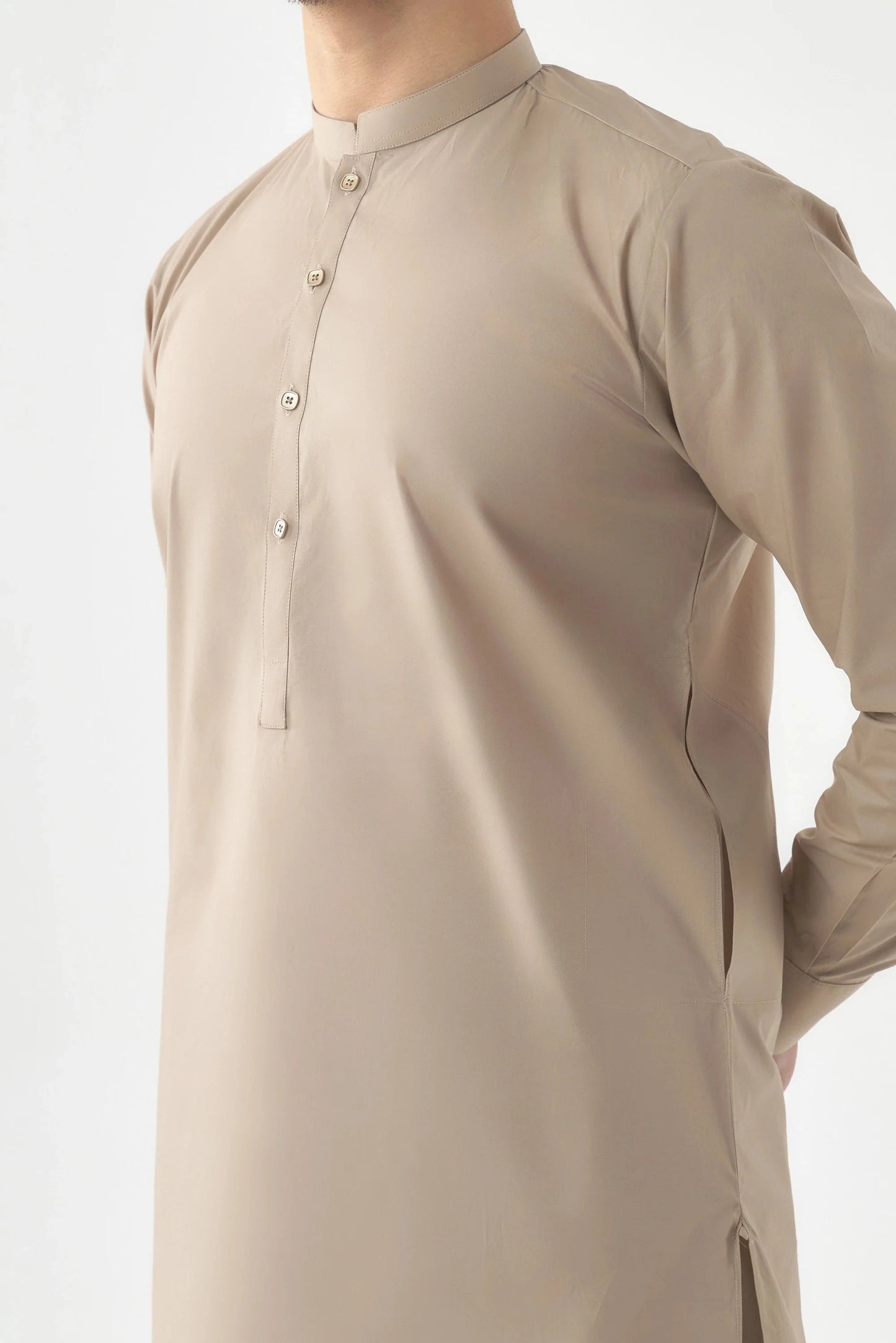 Men's Premium Beige Cotton Shalwar Kameez by Leaf Clothing
