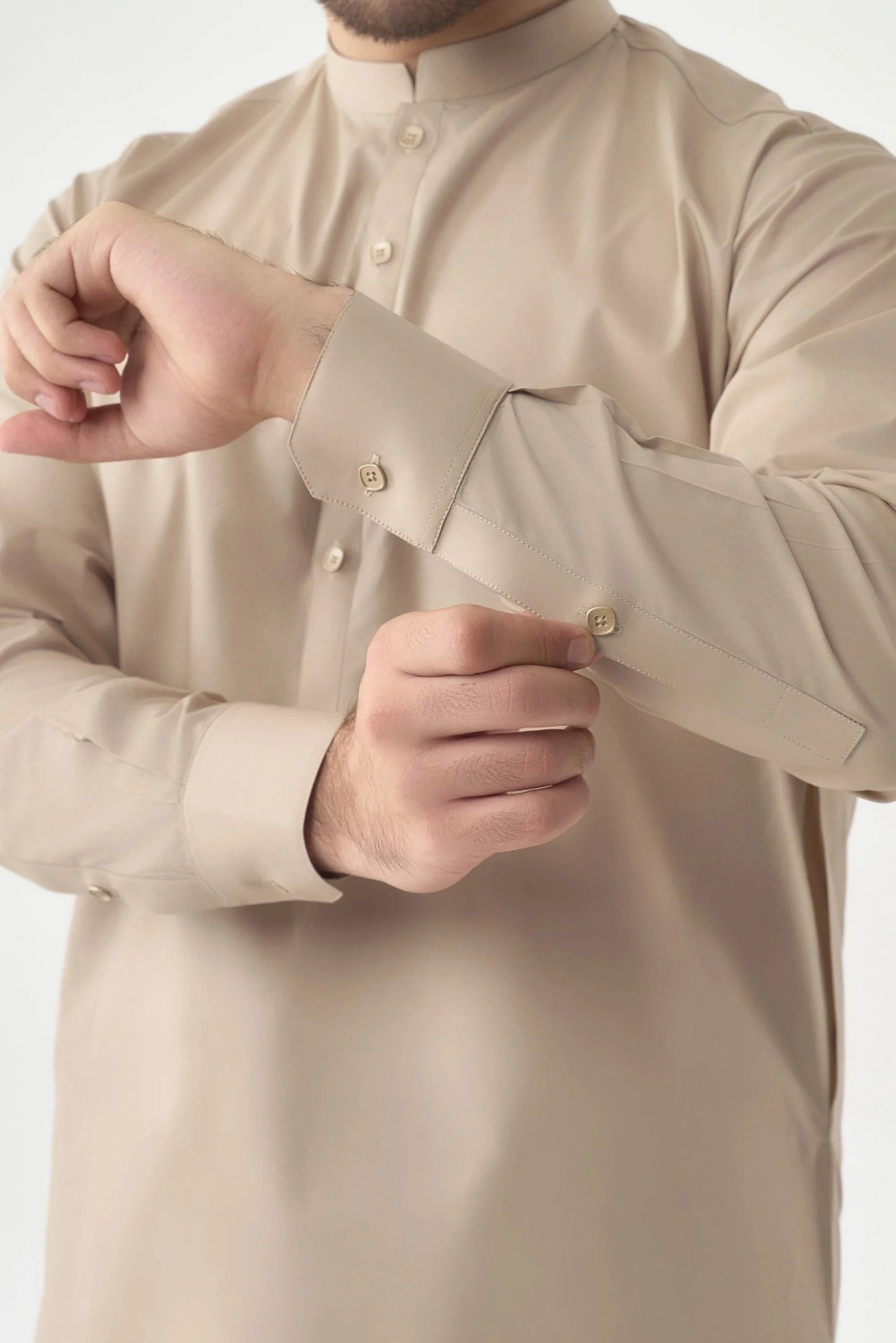 Men's Premium Beige Cotton Shalwar Kameez by Leaf Clothing