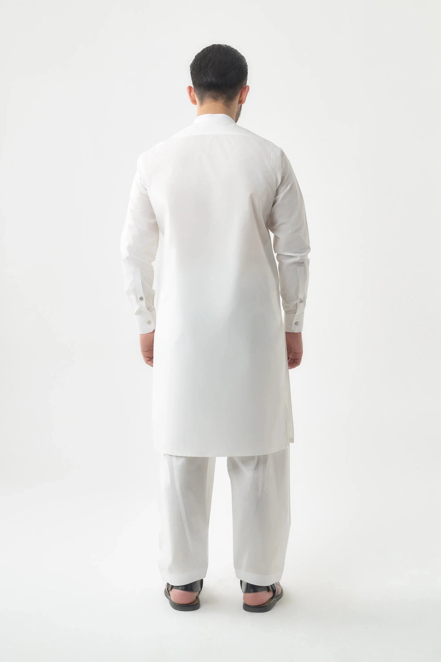 Men's Premium Cotton White Shalwar Kameez by Leaf Clothing