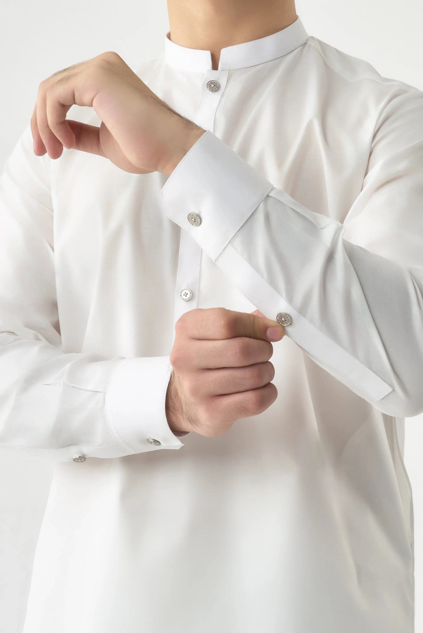 Men's Premium Cotton White Shalwar Kameez by Leaf Clothing