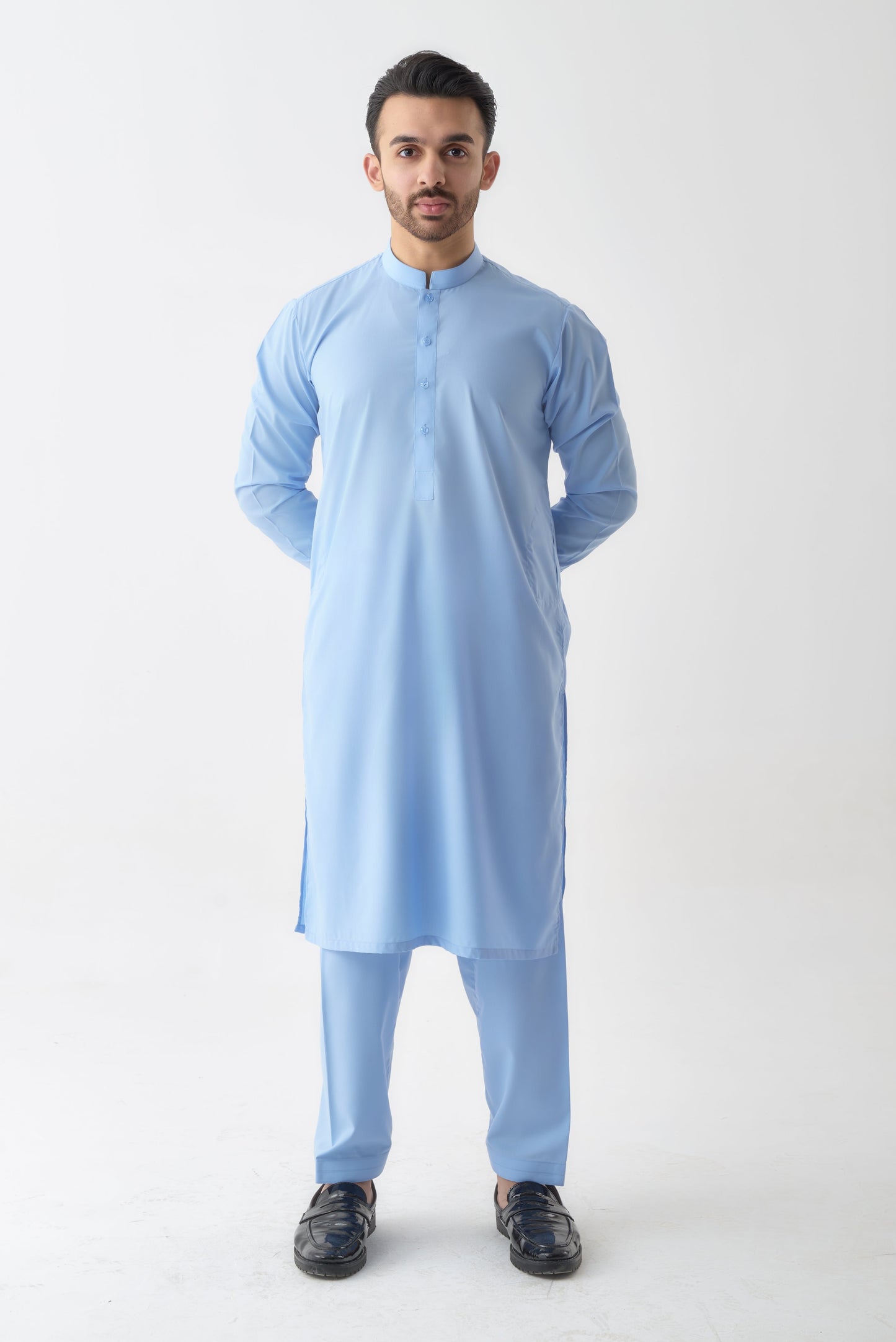 Sky Blue Wash and Wear Shalwar Kameez by Leaf Clothing