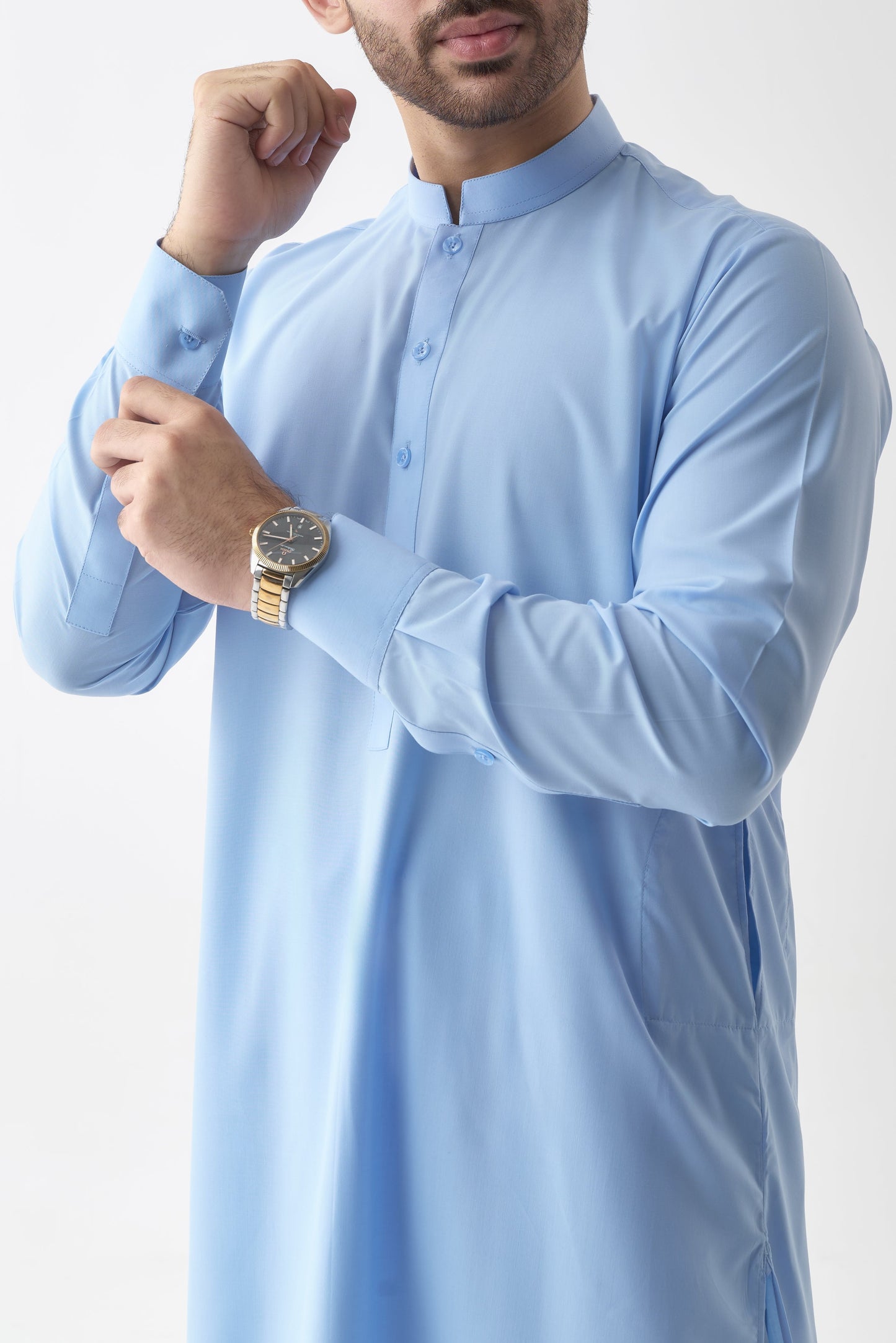Sky Blue Wash and Wear Shalwar Kameez by Leaf Clothing