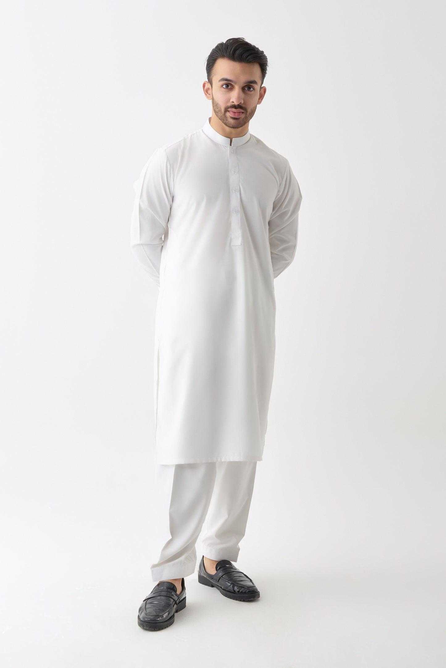 White Wash and Wear Shalwar Kameez by Leaf Clothing