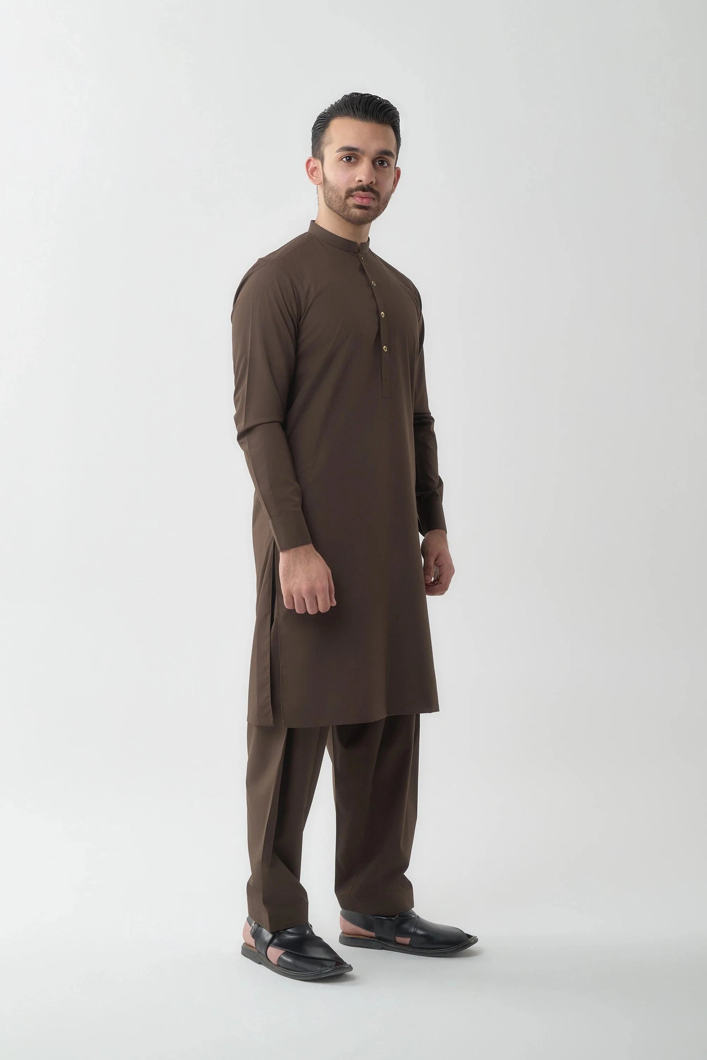 Premium Quality Brown Wash and Wear Shalwar Kameez by Leaf Clothing