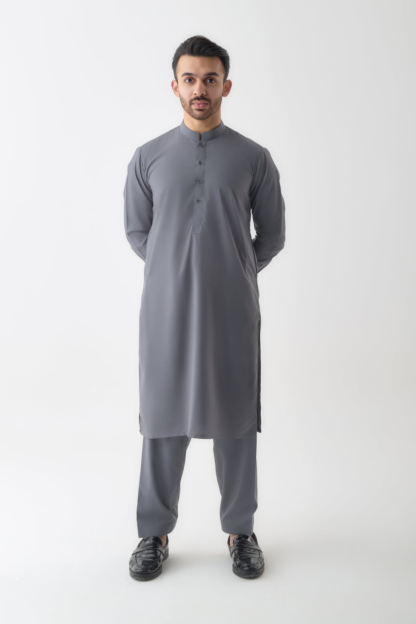 Grey Wash and Wear Shalwar Kameez by Leaf Clothing