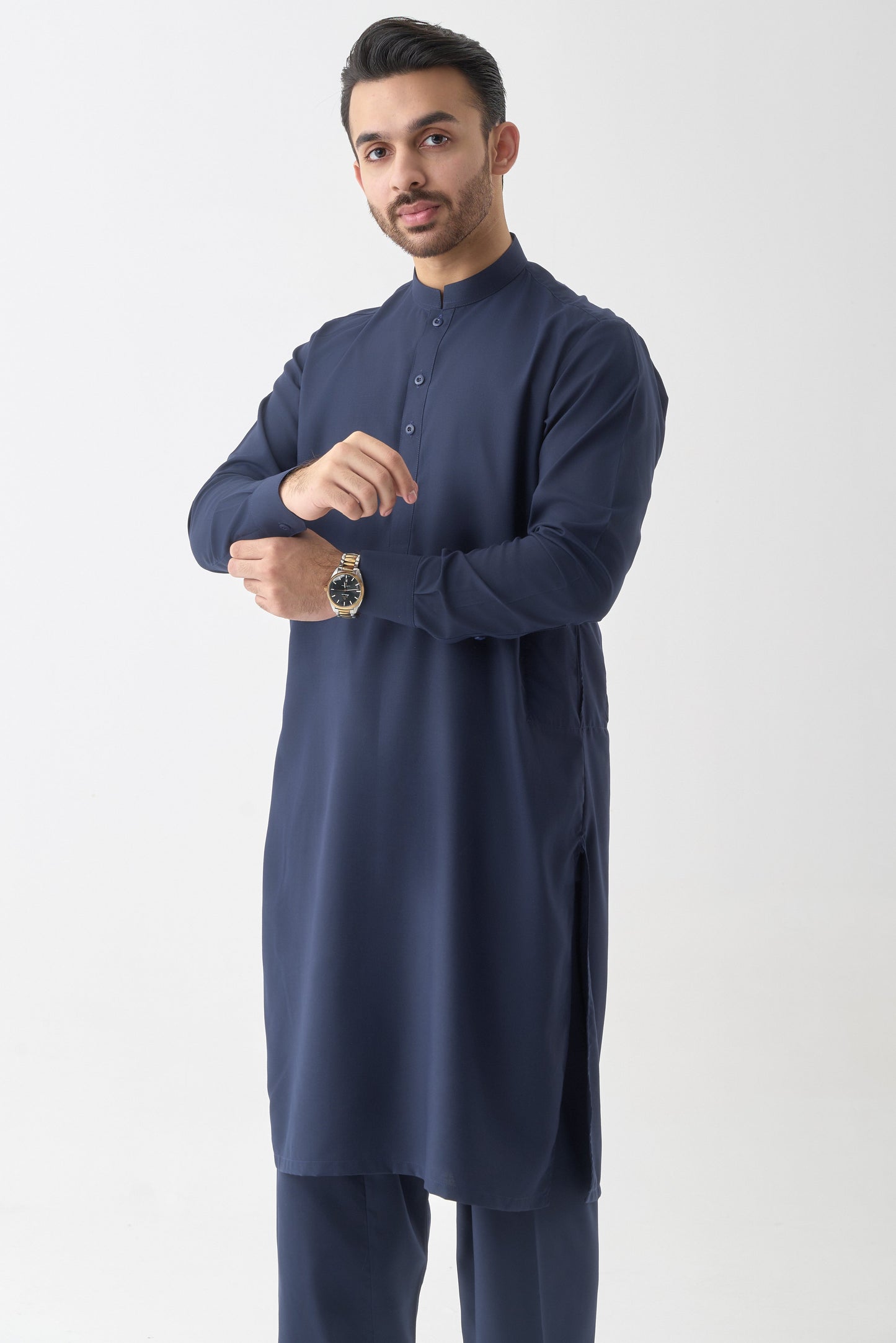 Navy Blue Wash and Wear Shalwar Kameez by Leaf Clothing
