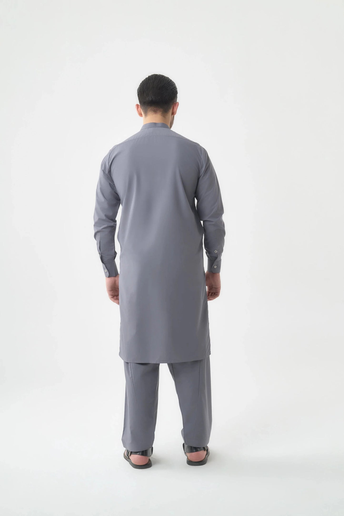 Men's Premium Canali Grey Wash and Wear Shalwar Kameez  by Leaf Clothing