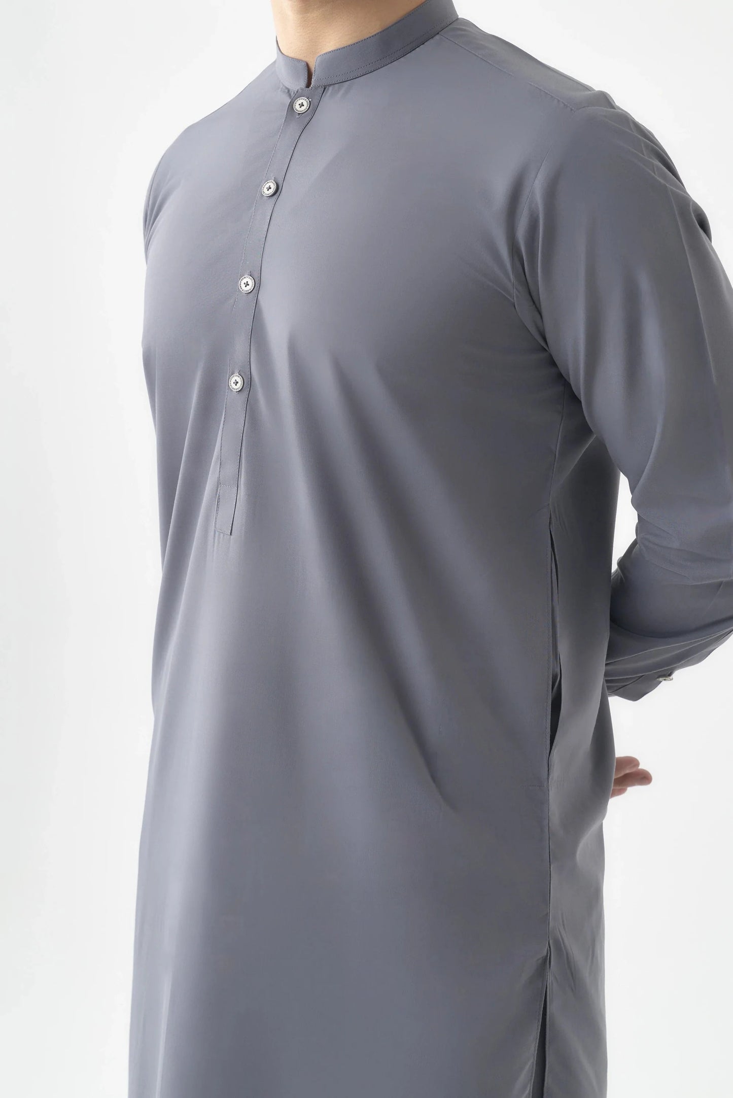 Men's Premium Canali Grey Wash and Wear Shalwar Kameez  by Leaf Clothing