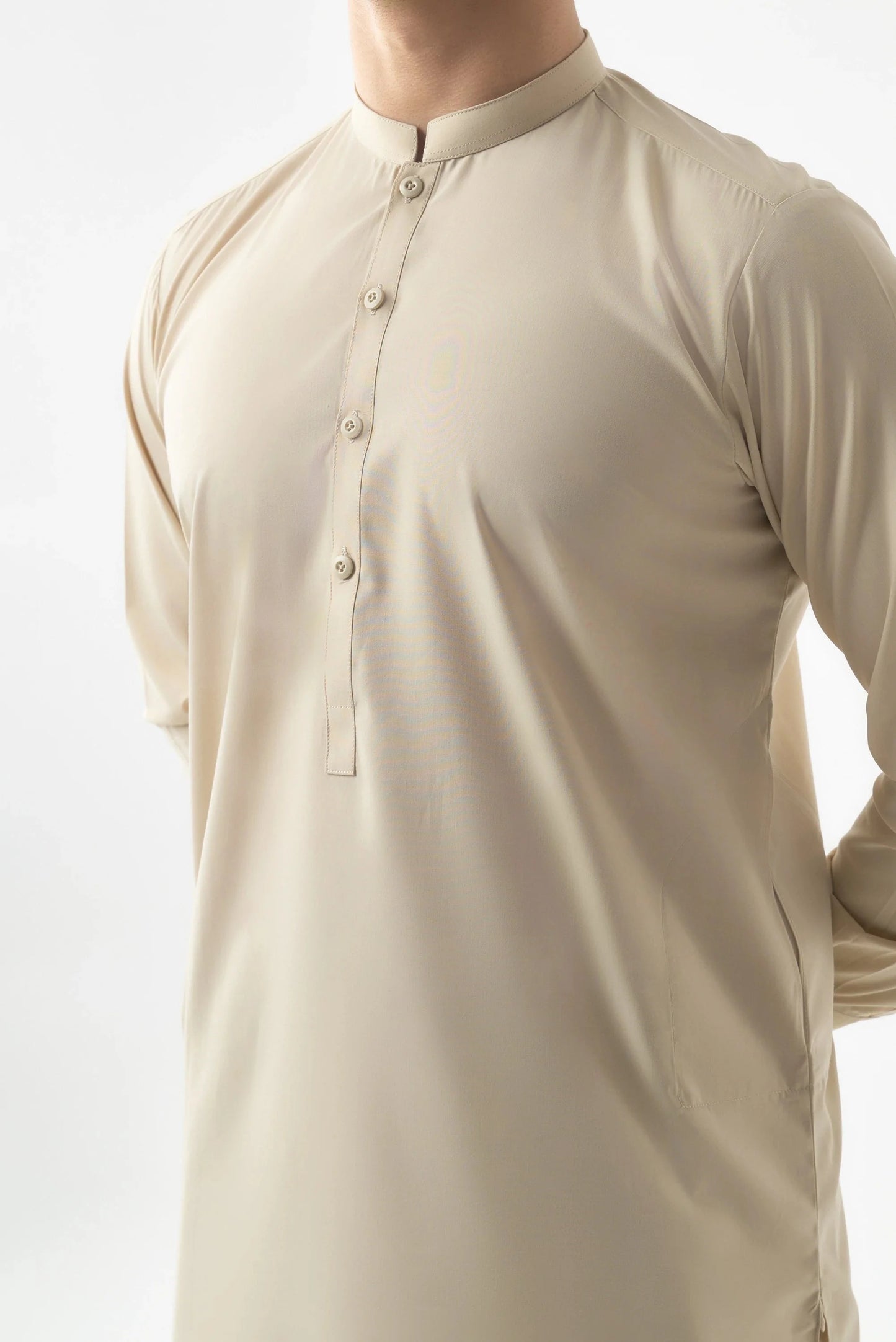 Men's Premium Cream Wash and Wear Shalwar Kameez  by Leaf Clothing