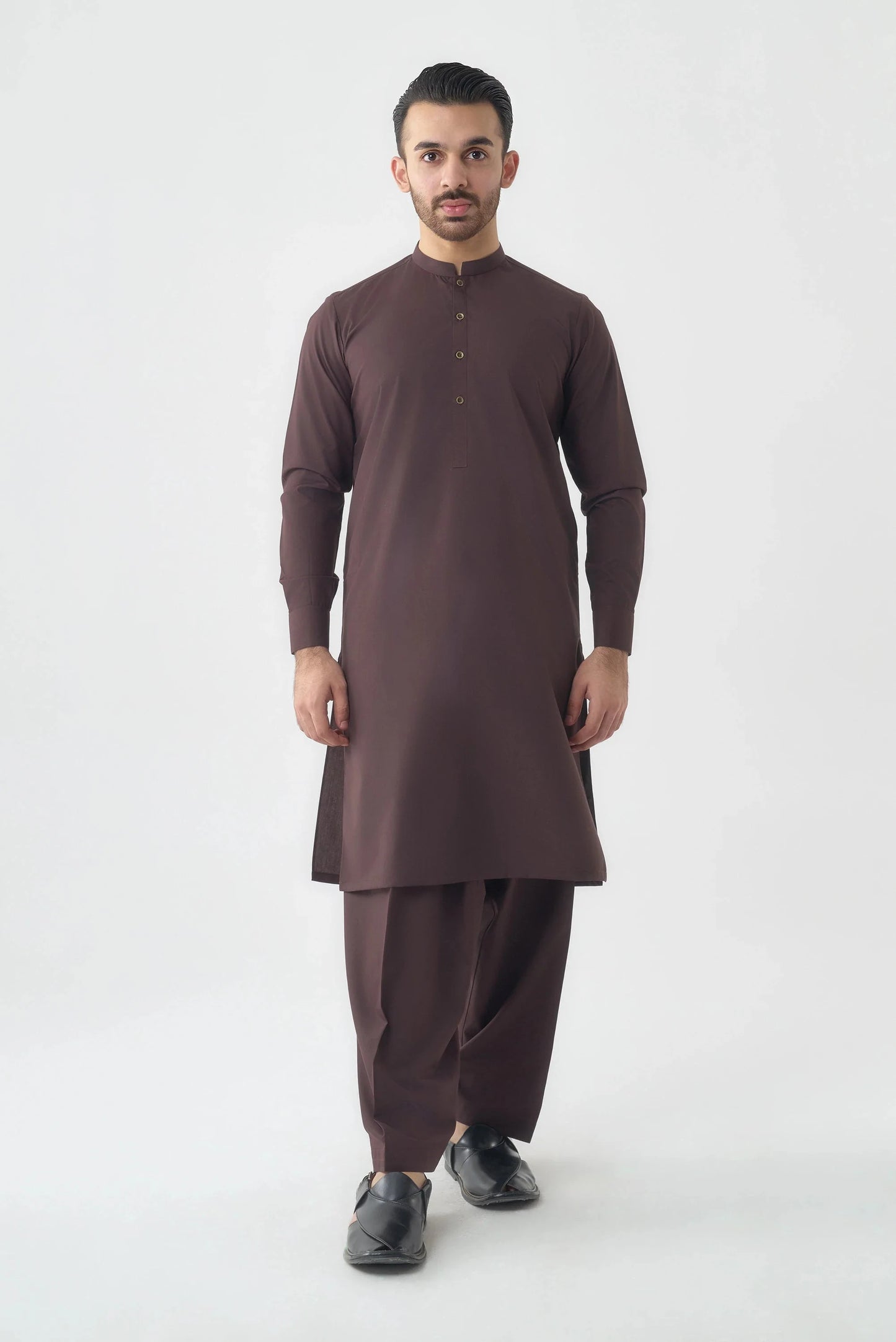 Men's Premium Mehroon Wash and Wear Shalwar Kameez by Leaf Clothing