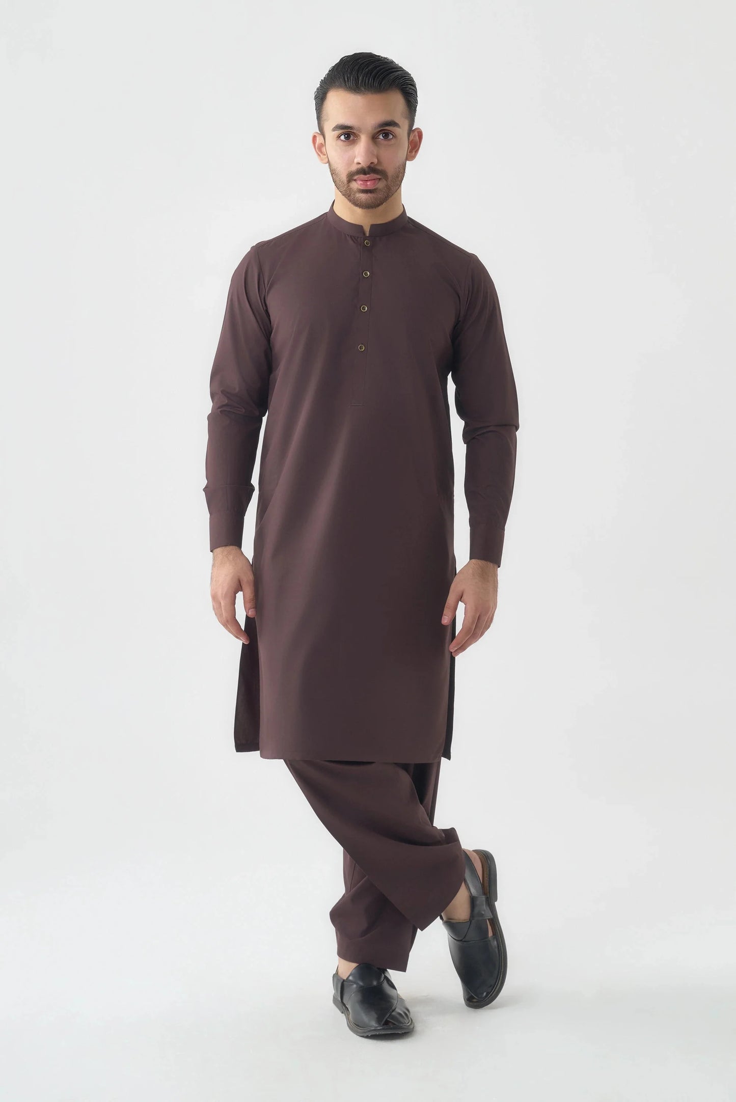 Men's Premium Mehroon Wash and Wear Shalwar Kameez by Leaf Clothing