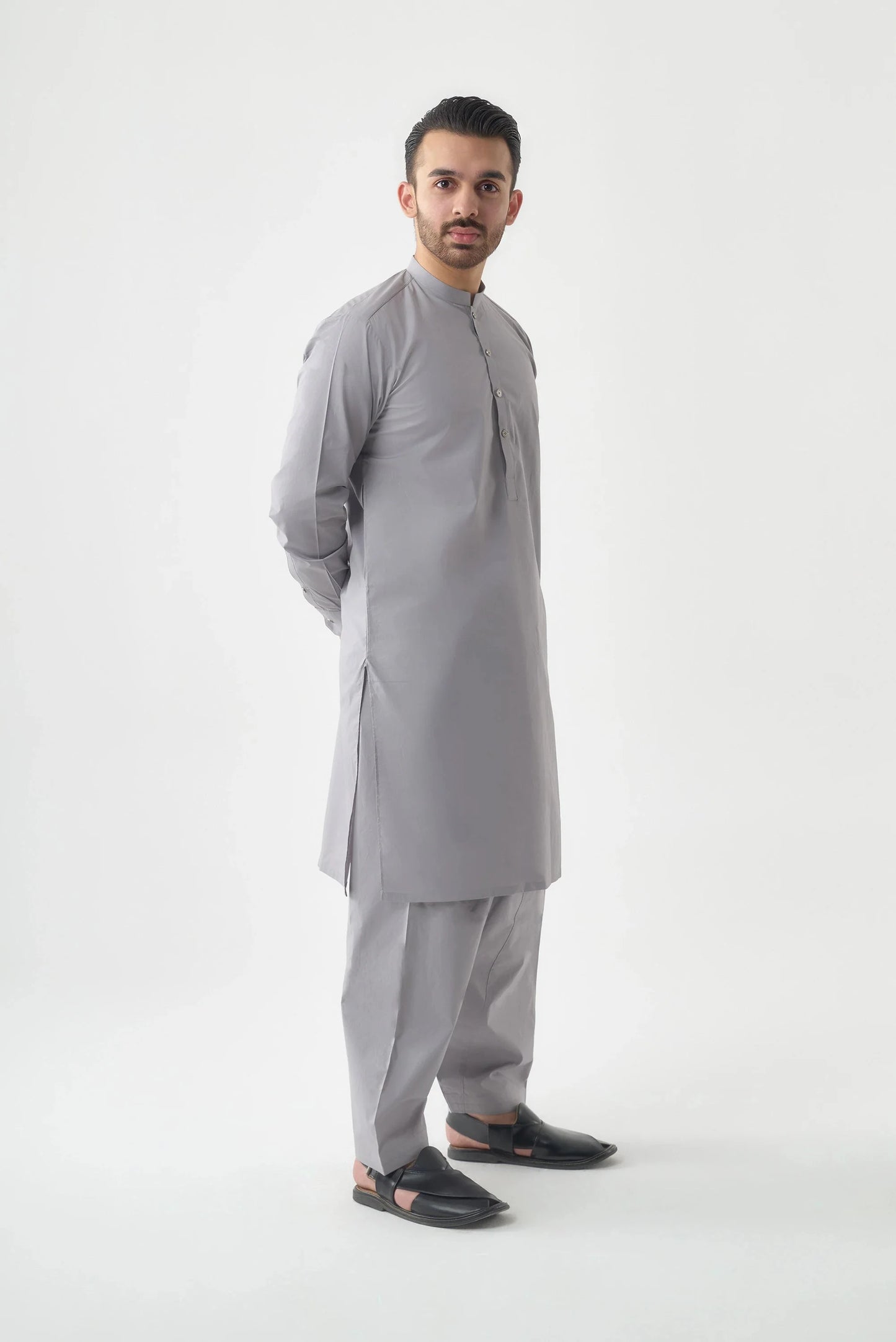 Premium Quality Light Grey Cotton Shalwar Kameez by Leaf Clothing