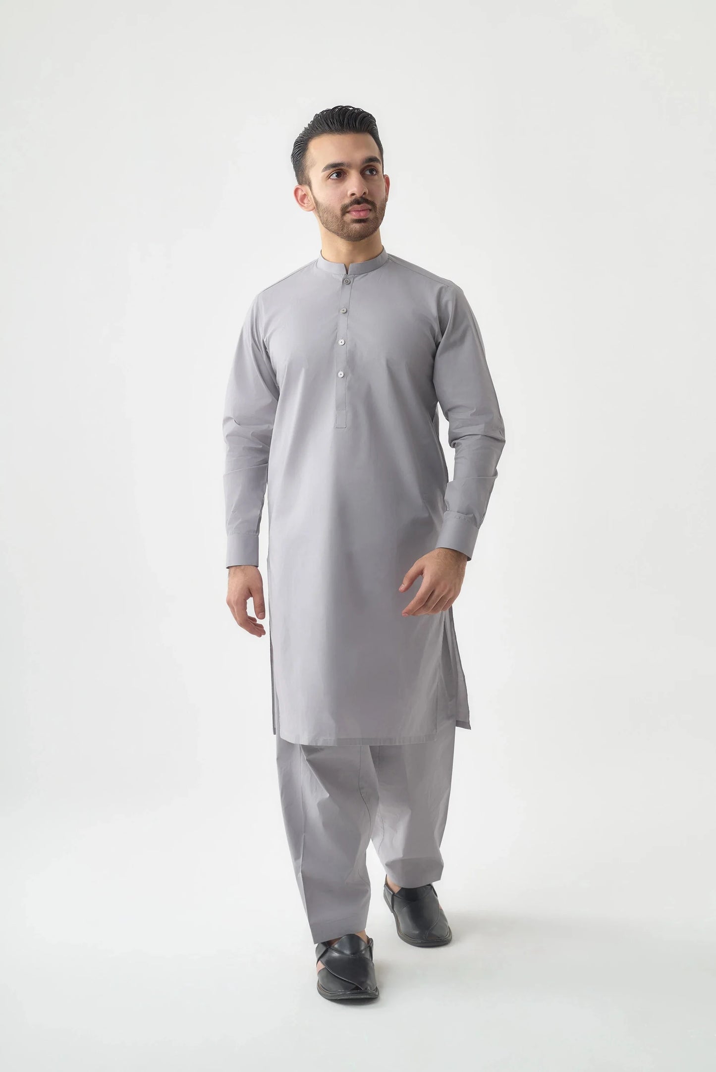 Premium Quality Light Grey Cotton Shalwar Kameez by Leaf Clothing