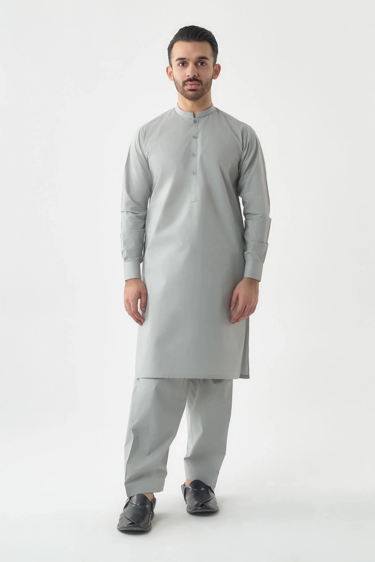 Premium Quality Silver Cotton Shalwar Kameez by Leaf Clothing