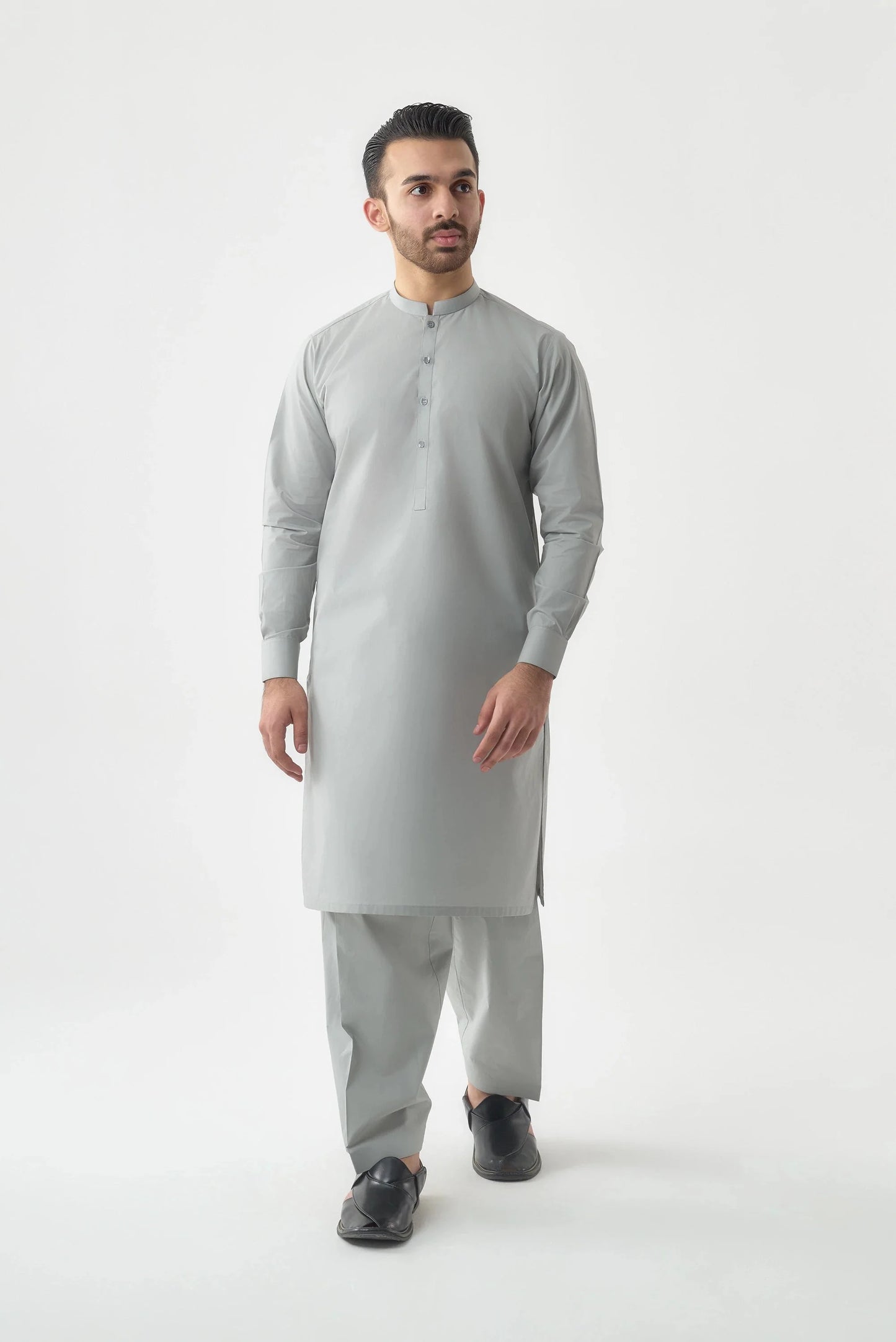 Premium Quality Silver Cotton Shalwar Kameez by Leaf Clothing
