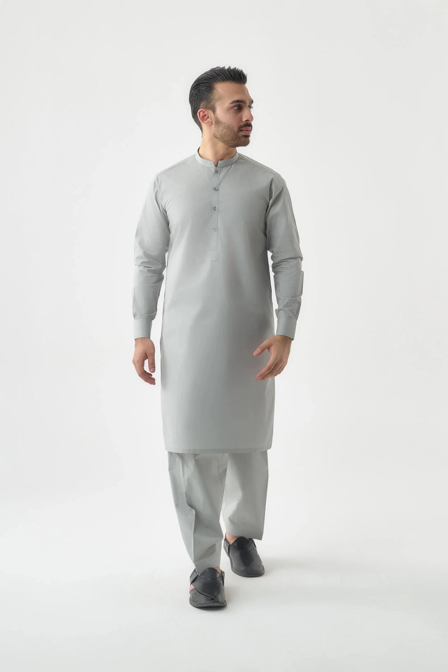 Premium Quality Silver Cotton Shalwar Kameez by Leaf Clothing
