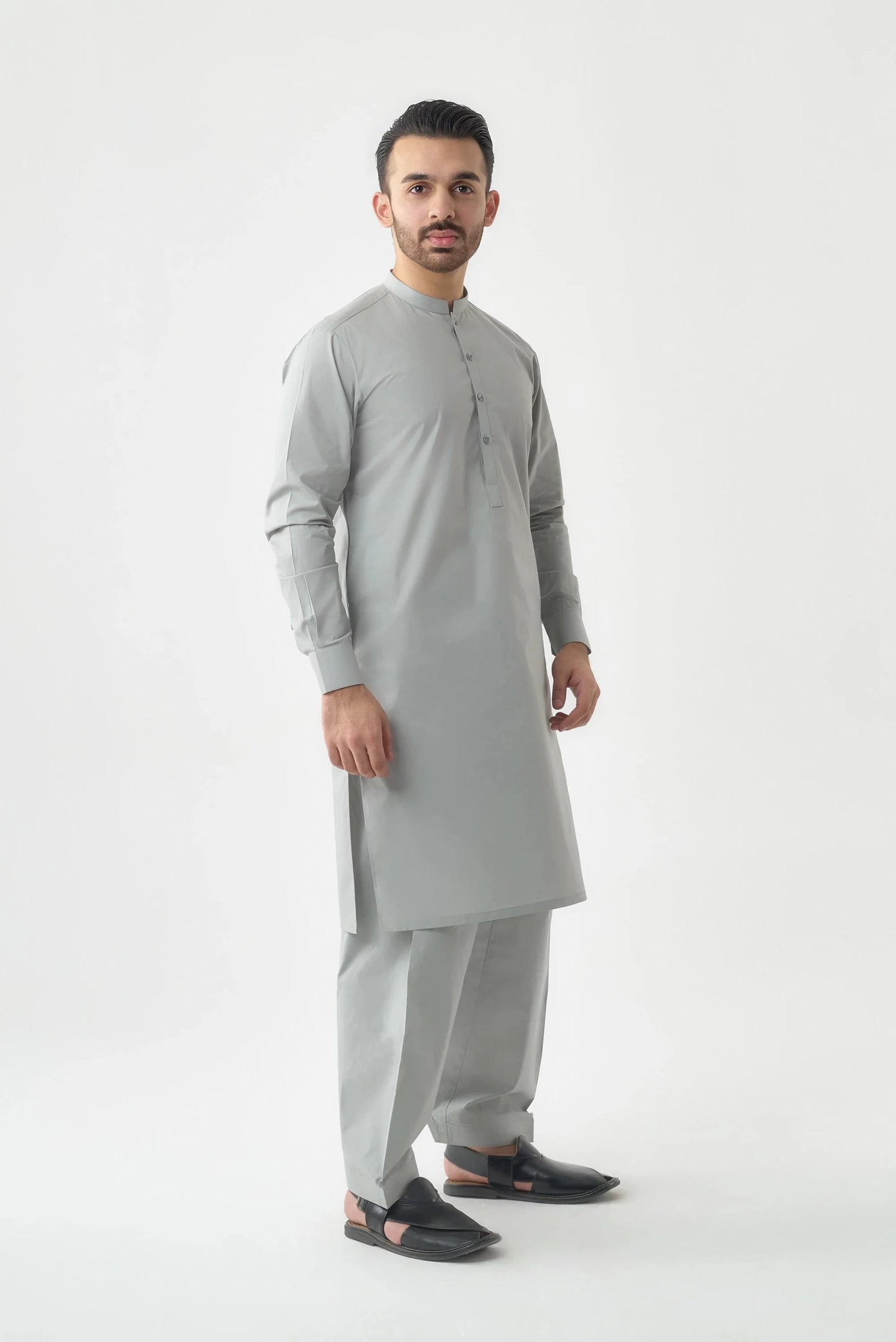 Premium Quality Silver Cotton Shalwar Kameez by Leaf Clothing