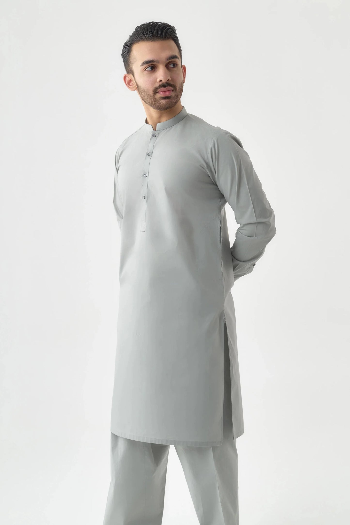 Premium Quality Silver Cotton Shalwar Kameez by Leaf Clothing