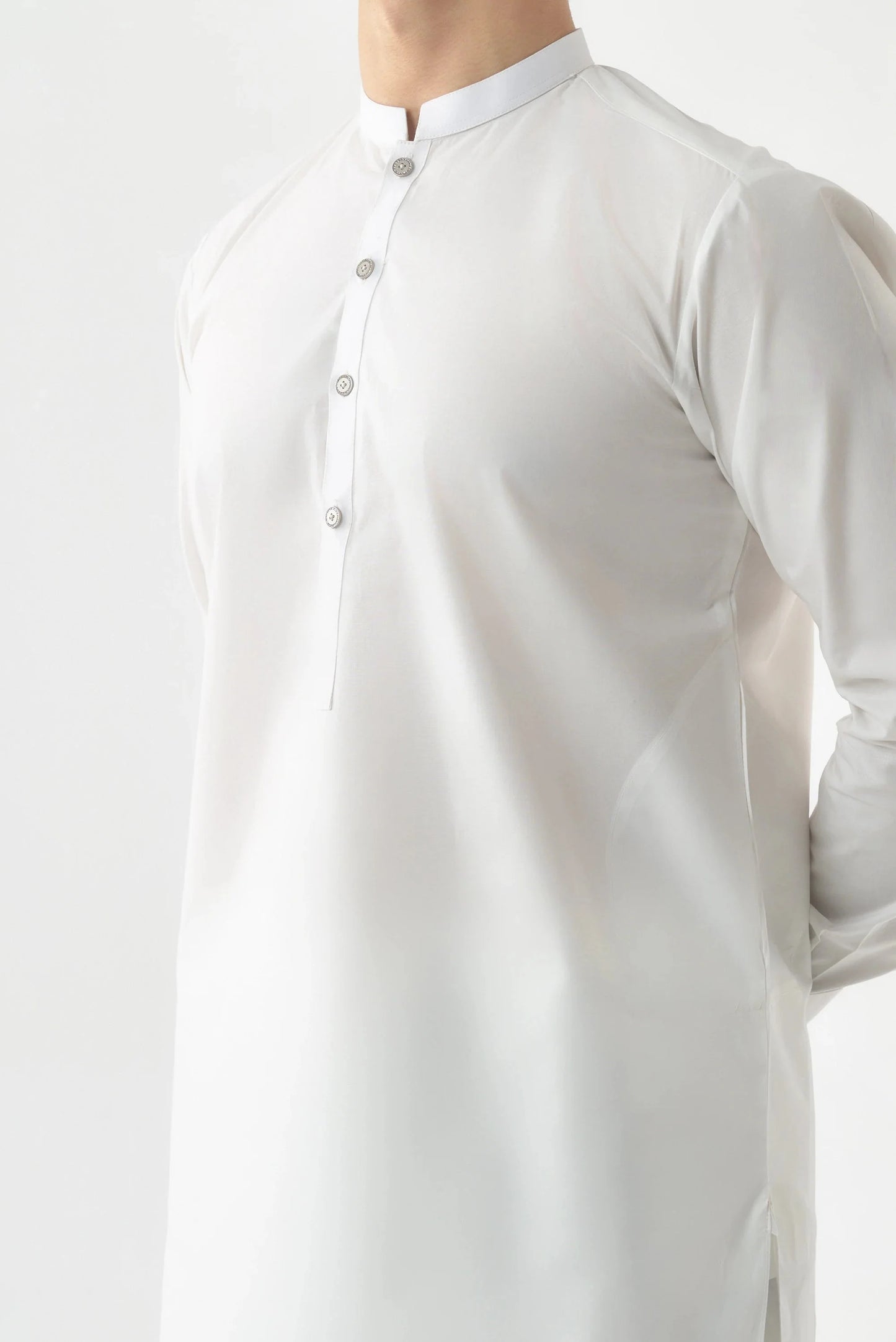 Men's Premium Cotton White Shalwar Kameez  by Leaf Clothing